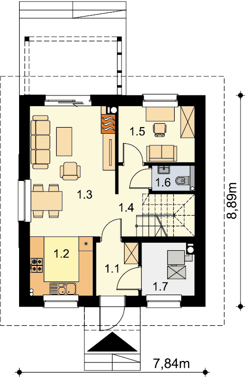 Rzut pareteru domu jednorodzinnego Abel