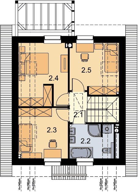 Rzut poddasza domu jednorodzinnego Abel