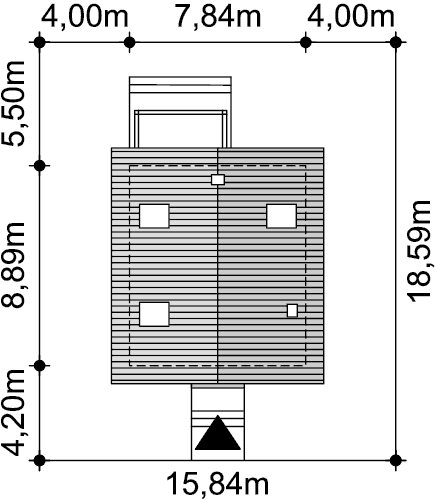 Rzut usytuowania domu jednorodzinnego Abel na działce