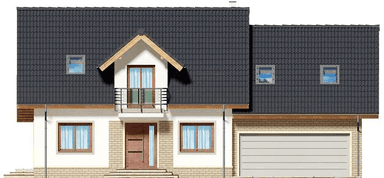 Elewacja frontowa domu jednorodzinnego Ajaks 2