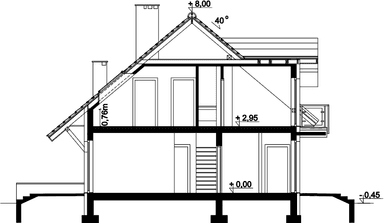 Przekrój domu jednorodzinnego Ajaks 2
