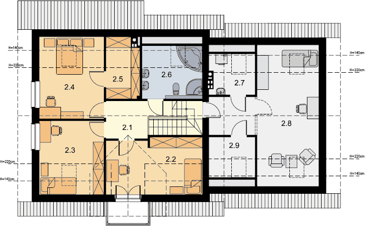 Rzut poddasza domu jednorodzinnego Ajaks 2