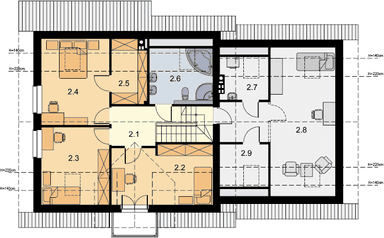 Rzut poddasza domu jednorodzinnego Ajaks 2