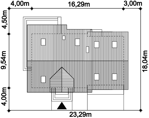 Rzut usytuowania domu jednorodzinnego Ajaks 2 na działce