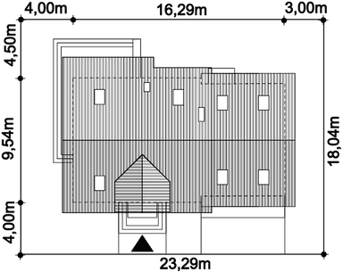 Rzut usytuowania domu jednorodzinnego Ajaks 2 na działce