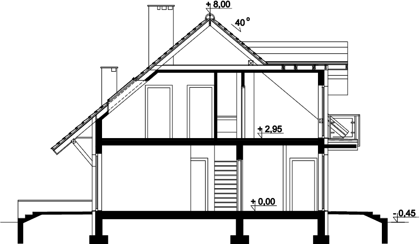 Przekrój domu jednorodzinnego Ajaks