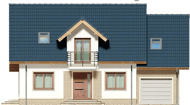 Elewacja frontowa domu jednorodzinnego Ajaks