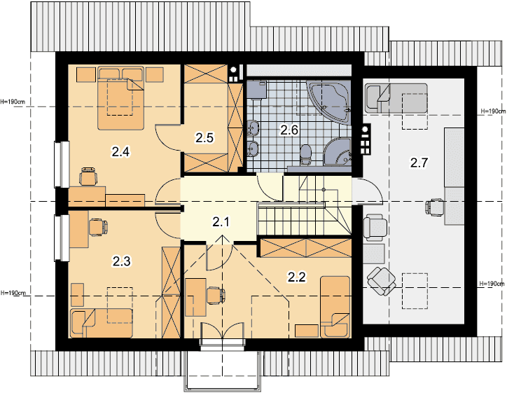 Rzut poddasza domu jednorodzinnego Ajaks