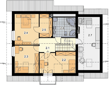 Rzut poddasza domu jednorodzinnego Ajaks