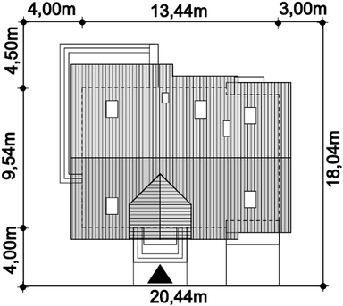 Rzut usytuowania domu jednorodzinnego Ajaks na działce