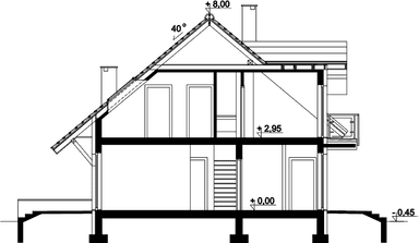 Przekrój domu jednorodzinnego Ajaks 3