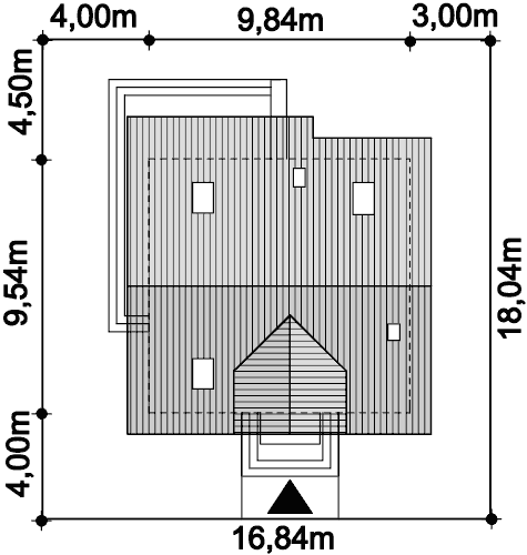 Rzut usytuowania domu jednorodzinnego Ajaks 3 na działce