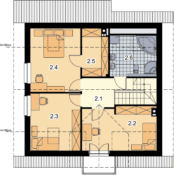 Rzut poddasza domu jednorodzinnego Ajaks 3