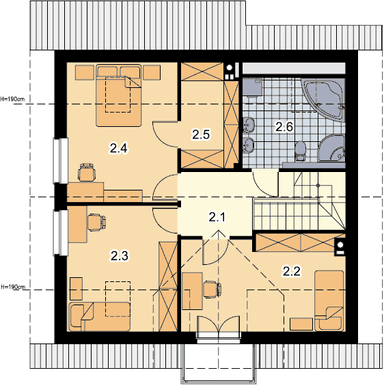 Rzut poddasza domu jednorodzinnego Ajaks 3