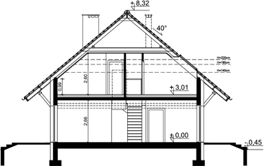 Przekrój domu jednorodzinnego Ajaks 5