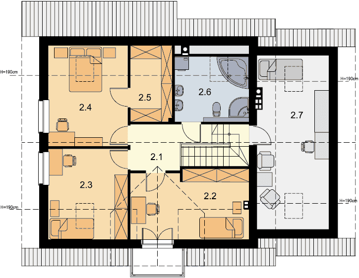 Rzut poddasza domu jednorodzinnego Ajaks Bis