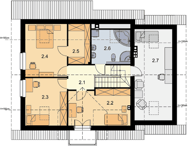 Rzut poddasza domu jednorodzinnego Ajaks Bis