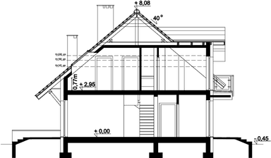 Przekrój domu jednorodzinnego Ajaks Bis G2