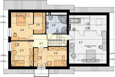 Rzut poddasza domu jednorodzinnego Ajaks Bis G2