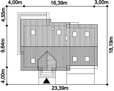 Rzut usytuowania domu jednorodzinnego Ajaks Bis G2 na działce