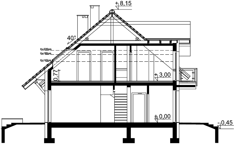 Przekrój domu jednorodzinnego Ajaks Max