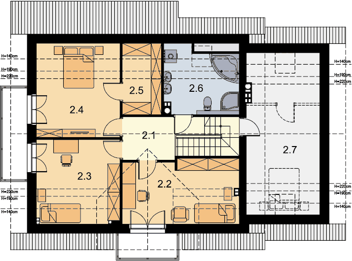 Rzut poddasza domu jednorodzinnego Ajaks Max