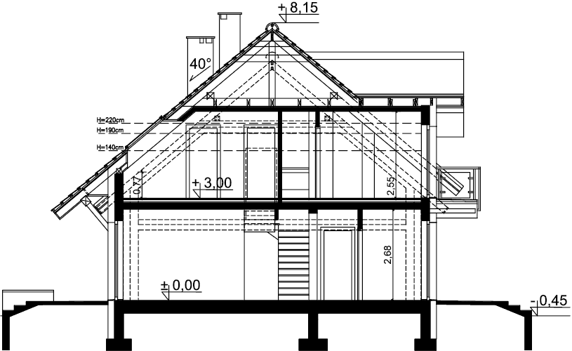 Przekrój domu jednorodzinnego Ajaks Max G2