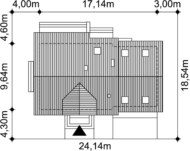Rzut usytuowania domu jednorodzinnego Ajaks Max G2 na działce