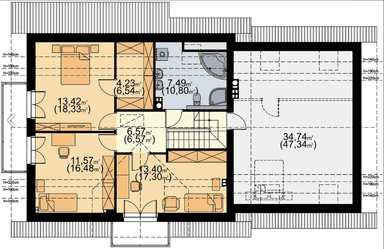 Rzut poddasza proejtk domu Ajaks Max G2