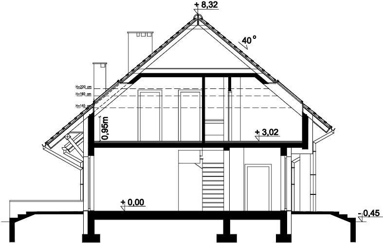 Przekrój domu jednorodzinnego Ajaks Modern