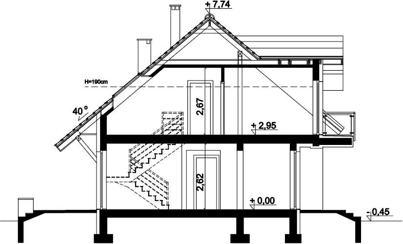 Przekrój domu jednorodzinnego Amant
