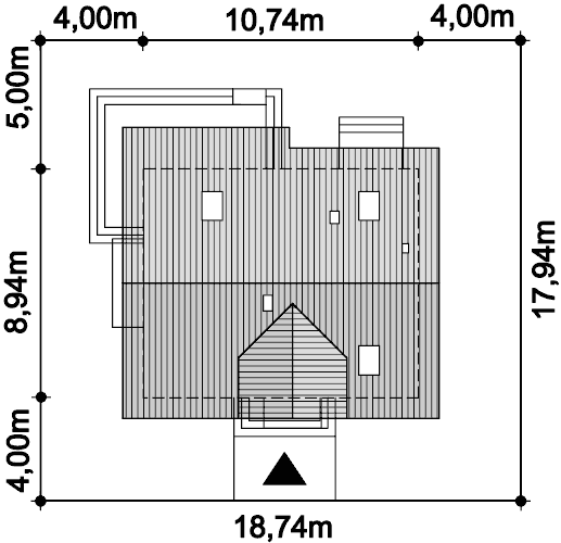 Rzut usytuowania domu jednorodzinnego Amant na działce