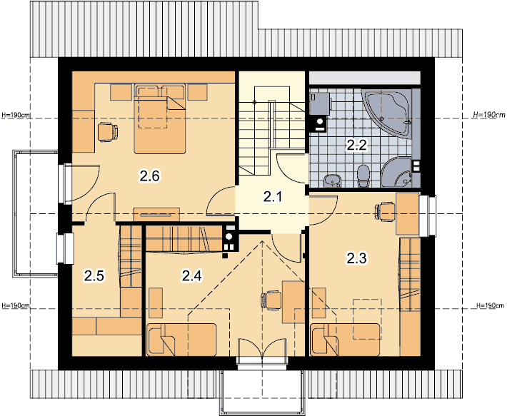 Rzut poddasza domu jednorodzinnego Amant