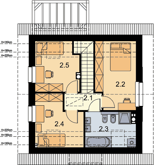 Rzut poddasza domu jednorodzinnego Amigo
