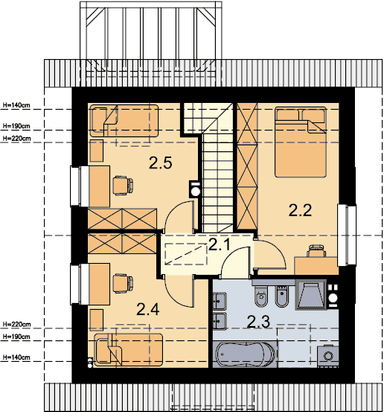 Rzut poddasza domu jednorodzinnego Amigo