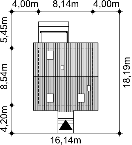 Rzut usytuowania domu jednorodzinnego Amigo na działce