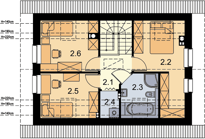 Rzut poddasza domu jednorodzinnego Amor 2