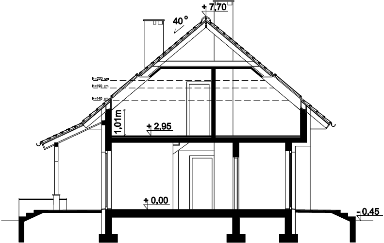 Przekrój domu jednorodzinnego Amor