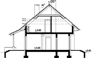 Przekrój domu jednorodzinnego Amor