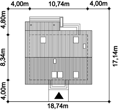 Rzut usytuowania domu jednorodzinnego Amor na działce