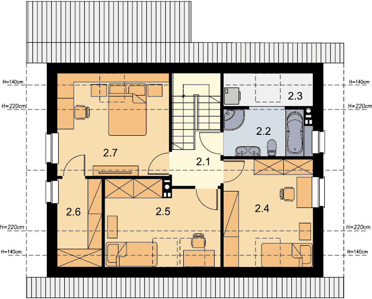 Rzut poddasza domu jednorodzinnego Amor