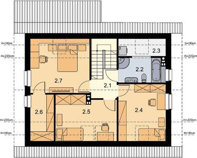 Rzut poddasza domu jednorodzinnego Amor