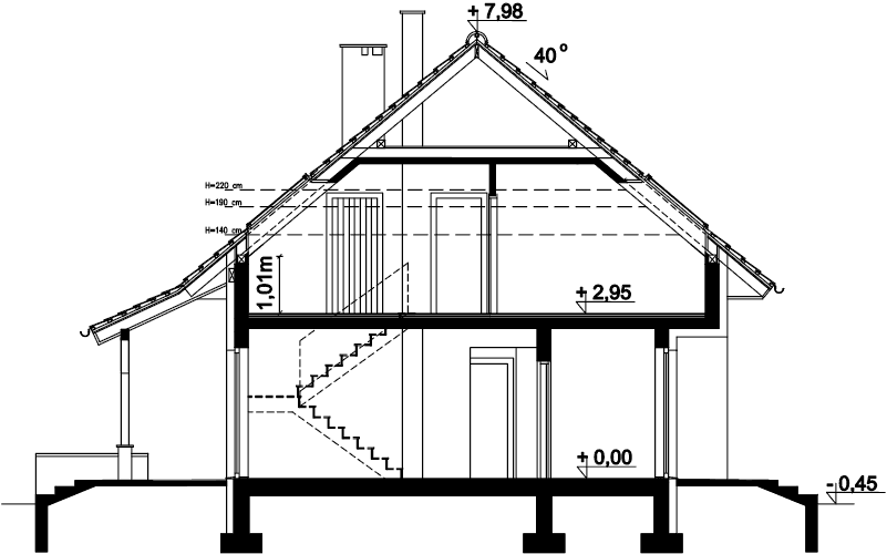 Przekrój domu jednorodzinnego Amor Bis