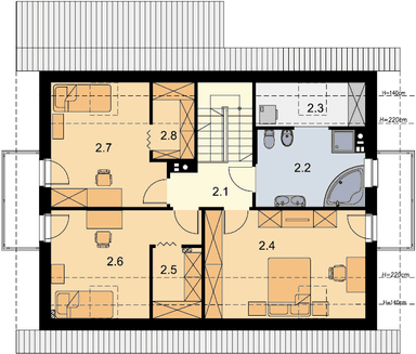 Rzut poddasza domu jednorodzinnego Amor Bis