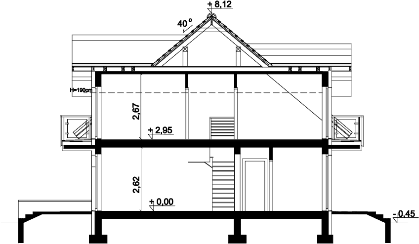 Przekrój domu jednorodzinnego Apollo