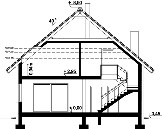 Przekrój domu jednorodzinnego Ares 4