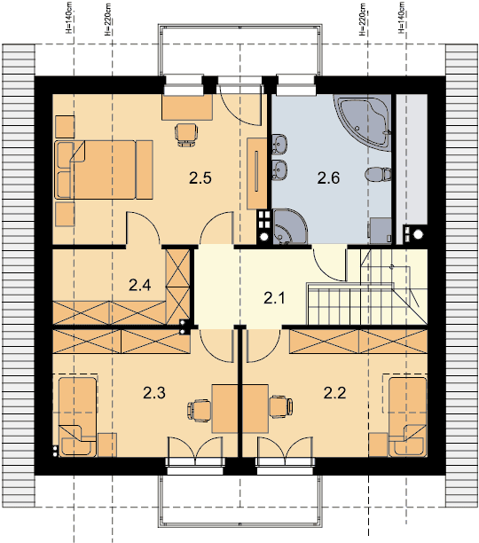 Rzut poddasza domu jednorodzinnego Ares 4