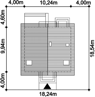 Rzut usytuowania domu jednorodzinnego Ares 4 na działce