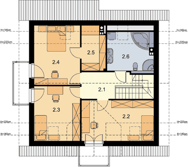 Rzut poddasza domu jednorodzinnego Ares Bis