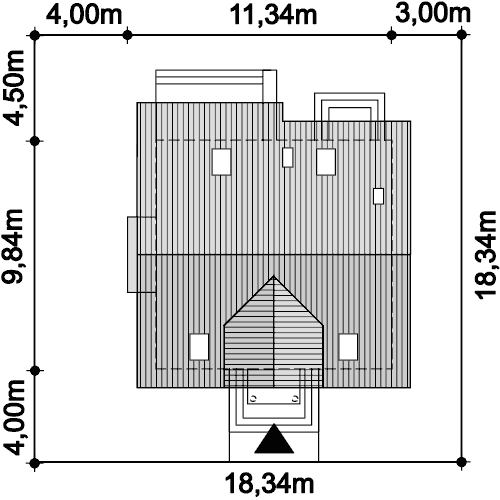 Rzut usytuowania domu jednorodzinnego Ares Bis na działce